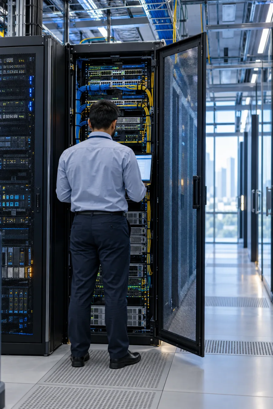 IT engineer working with enterprise network infrastructure